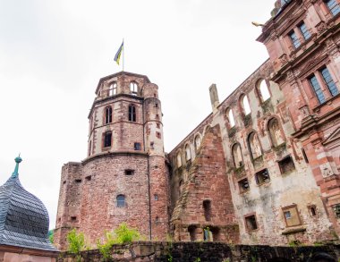 Heidelberg Castle Heidelberg Almanya kasvetli gökyüzü altında adlı kale kalıntıları. Geçmişte de yaptı zararlar önemli ören kalır.