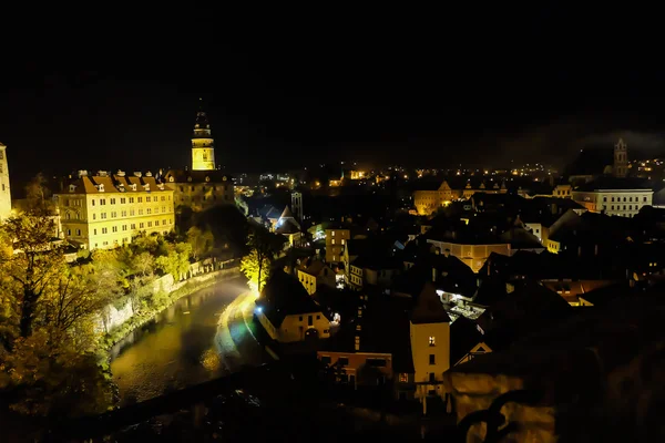 Night view of Cesky Krumlov, the world heritage site of UNESCO — Stock Photo, Image