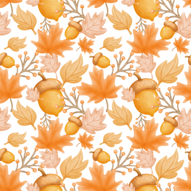 Şükran Günü suluboya desenli şenlikli hasat balkabağı kızılcık yaprakları ve sonbahar dönemi tekstil duvar kâğıdı ve tatil dekorasyon projeleri için kavrulmuş hindi.