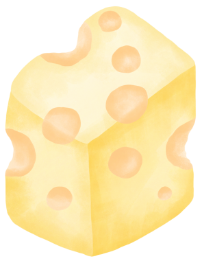 Peynir aşığı suluboya çizimi elle boyanmış peynir dilimleri ve yumuşak desenli süt ürünleri yemek temaları ve Peynir Sevenler Günü görselleri için mükemmeldir..