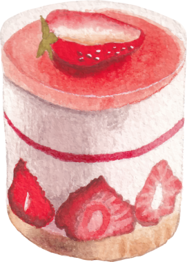 Pastalar, pastalar ve el yapımı yumuşak tatlılar içeren suluboya tatlı unsurları. Menüler, ambalajlar, kafeler ve yemek temalı tasarımlar için idealdir..