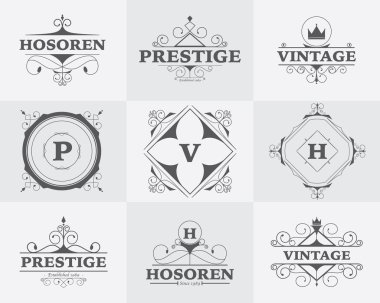 Kaligrafi logosu ayarlama şablonu zarif süsleme vektörel çizimler ile güzelleşmek