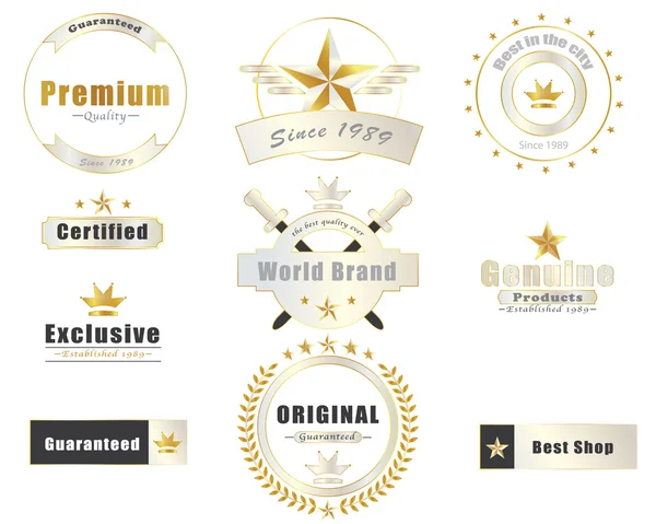 Arany prémium promóció tömítések és banner gyűjteménye — Stock Vector