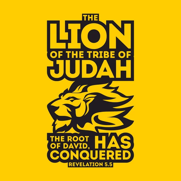 Bible typographic. The Lion of the tribe of Judah, the Root of David, has conquered. — Stock Vector