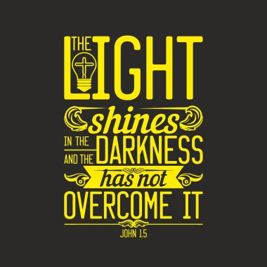 Biblical illustration. The light shines in the darkness, and the darkness has not overcome it. clipart