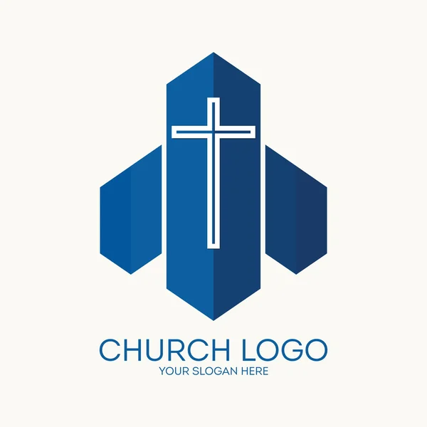 Logotipo da igreja. Símbolos cristãos . — Vetor de Stock