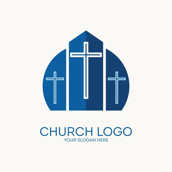 Kościół logo. Symbole chrześcijańskie. — Wektor stockowy