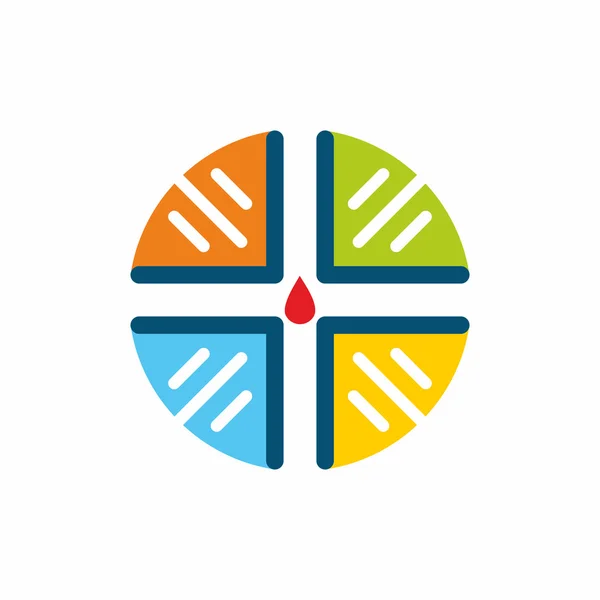 教会のロゴ。キリスト教のシンボル。イエスと血の十字架. — ストックベクタ