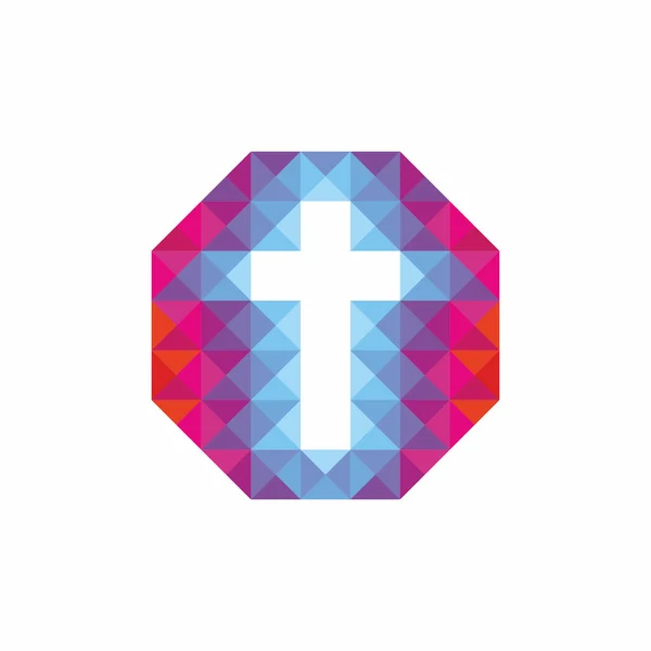 Logo de la iglesia. Símbolos cristianos. Cruz poligonal — Archivo Imágenes Vectoriales