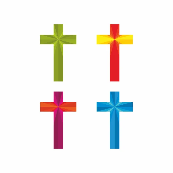 Kilise logosunu görmeniz gerekir. Hıristiyan sembolleri. Haçlar kümesi. — Stok Vektör