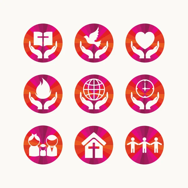 교회 로고입니다. 기독교 상징 및 아이콘. — 스톡 벡터