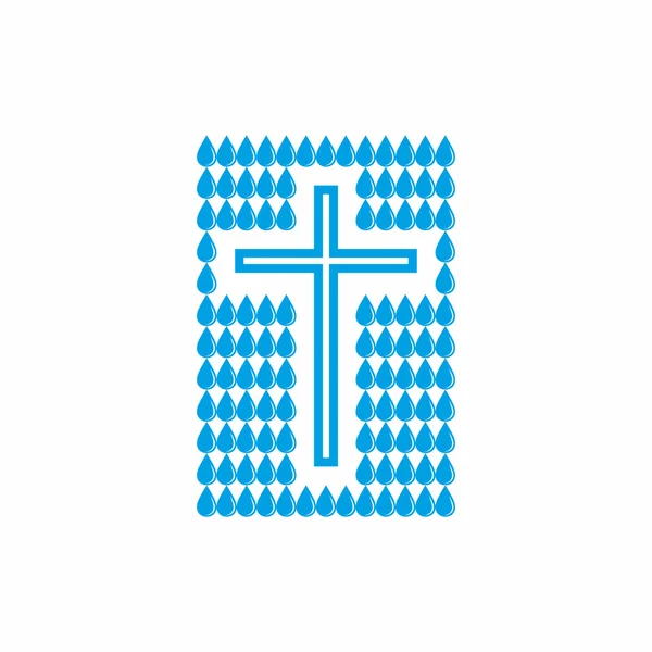 Chiesa del logo. Simboli cristiani. Una goccia d'acqua viva . — Vettoriale Stock