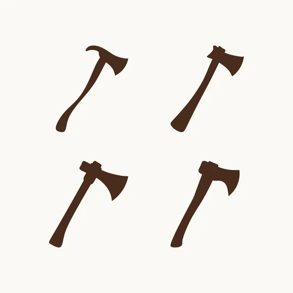 Símbolos de acampamento. Sílhuetas de machado — Vetor de Stock