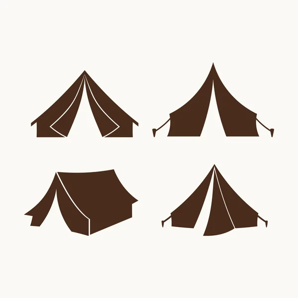 Símbolos de acampamento. Ícones de tenda — Vetor de Stock