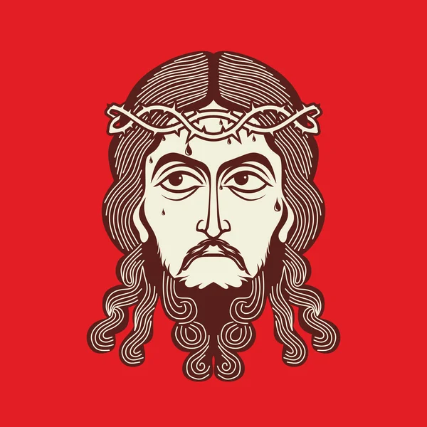 脸上的耶稣基督手绘 — 图库矢量图片