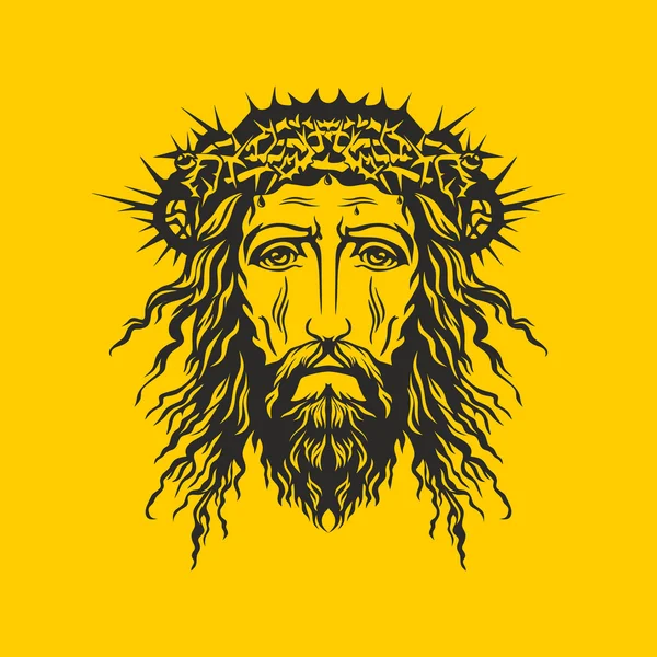 Rostro de Jesucristo dibujado a mano — Vector de stock