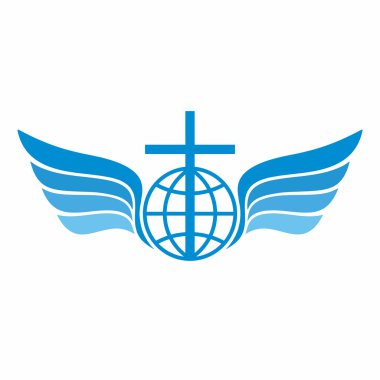 Kilise logosunu görmeniz gerekir. Küre, dünya, İsa nın haç ve Melek kanatları.