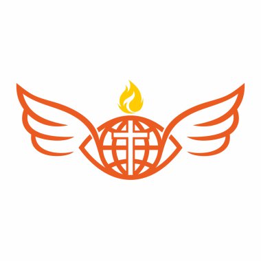 Kilise logosunu görmeniz gerekir. Dünya ve dünya İsa Mesih'in, kutsal ruh ve Melek kanatları alevi çapraz.