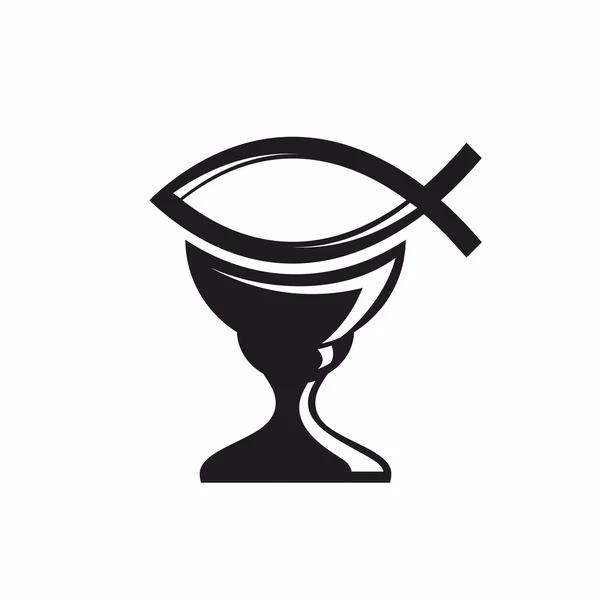 Λογότυπο εκκλησία. Το Κύπελλο των δεινών, και το σύμβολο του Ιησού Χριστού. — Διανυσματικό Αρχείο