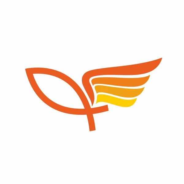Církev logo. Ryby - znamení Ježíše Krista, angel je křídlo. — Stockový vektor