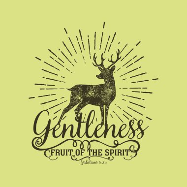 Biblical illustration. Christian lettering. Fruit of the spirit - gentleness. Galatians 5:23 clipart