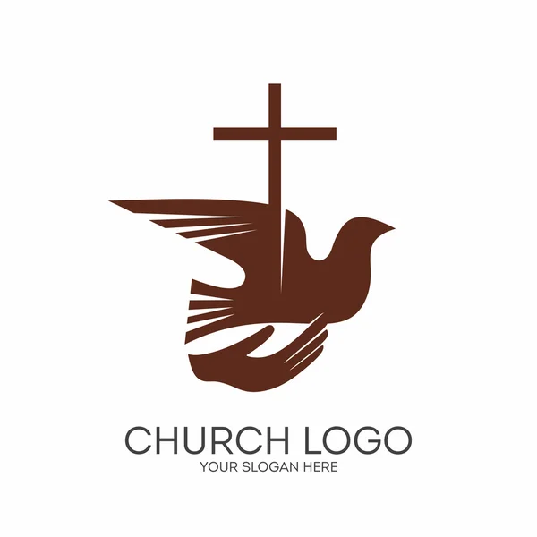 Logotipo da igreja. Símbolos cristãos. Jesus e o Espírito Santo . —  Vetores de Stock