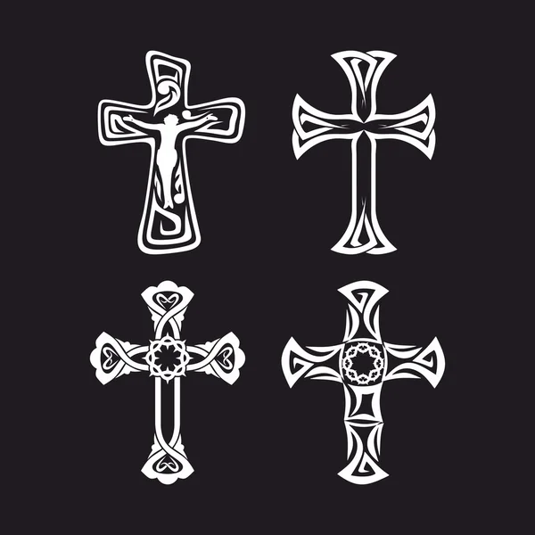 Ensemble de croix. Des symboles chrétiens. Signes religieux . — Image vectorielle