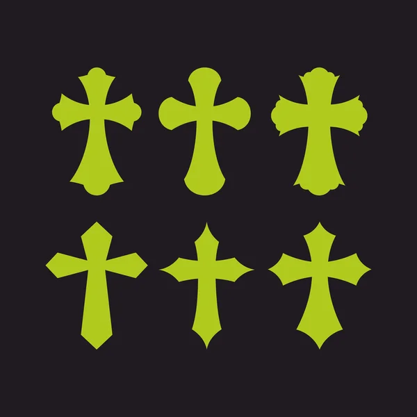 Ensemble de croix. Des symboles chrétiens. Signes religieux . — Image vectorielle