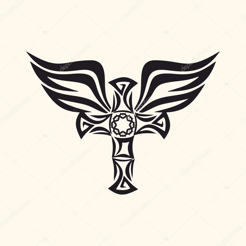 Vettoriale stockSegni gotici e tatuaggi. Simboli cristiani. Ali croce e  Spirito Santo . di ©biblebox #117768534, image size:1024x1024