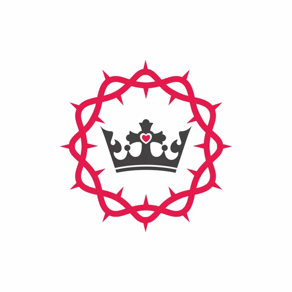 Kostel logo. Křesťanské symboly. Korunu z trní a korunu krále. — Stockový vektor