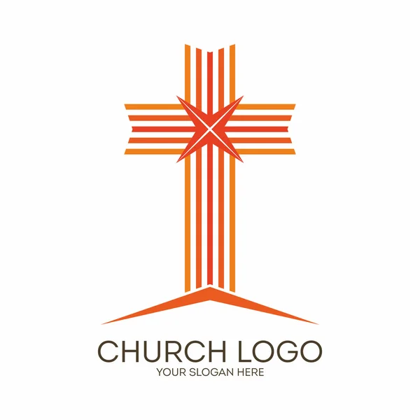 Church logo. Christian symbols. The cross of Jesus. — Stock Vector