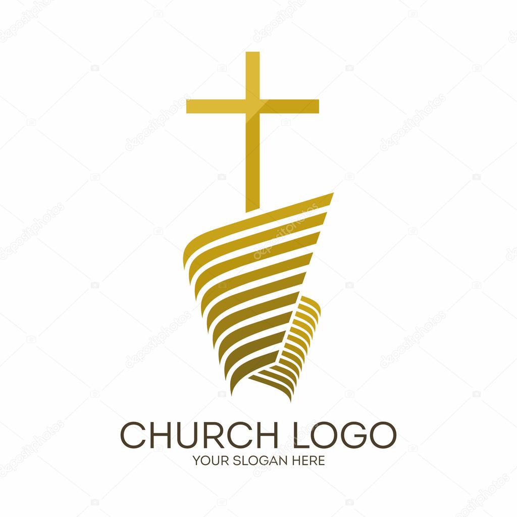 Church logo. Christian symbols. Jesus cross.