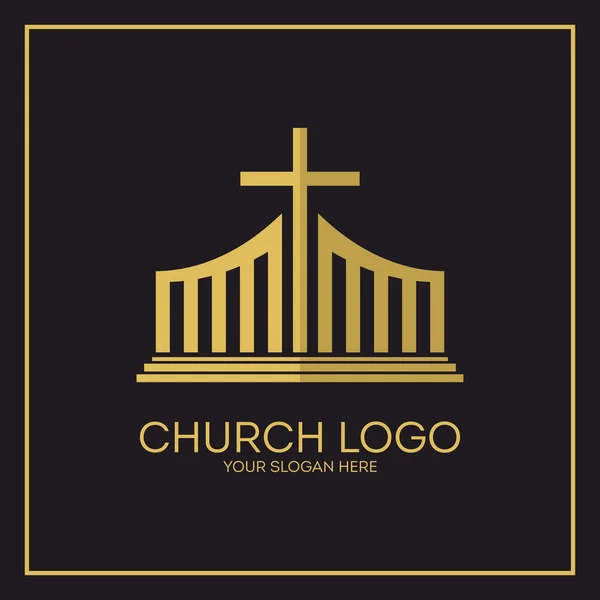 Church logo. Christian symbols. Jesus cross. — Stock Vector