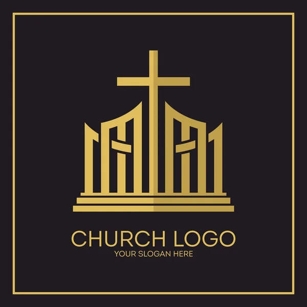 Logo de la iglesia. Símbolos cristianos. Jesús cruz . — Archivo Imágenes Vectoriales