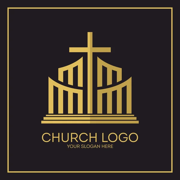Logo de la iglesia. Símbolos cristianos. Jesús cruz . — Archivo Imágenes Vectoriales