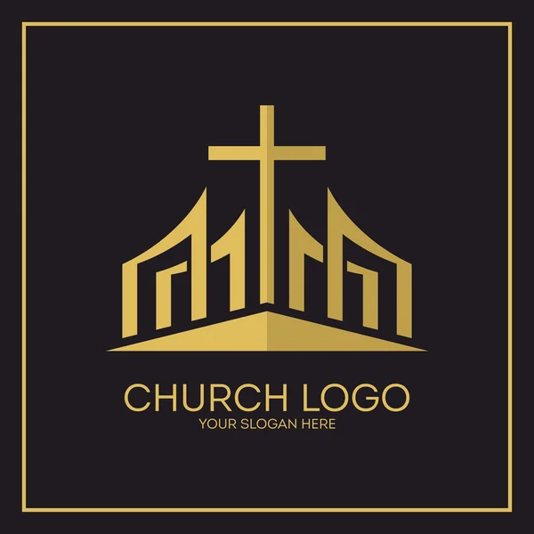 Logotipo da igreja. Símbolos cristãos. A Ascensão da Cruz do Senhor . — Vetor de Stock