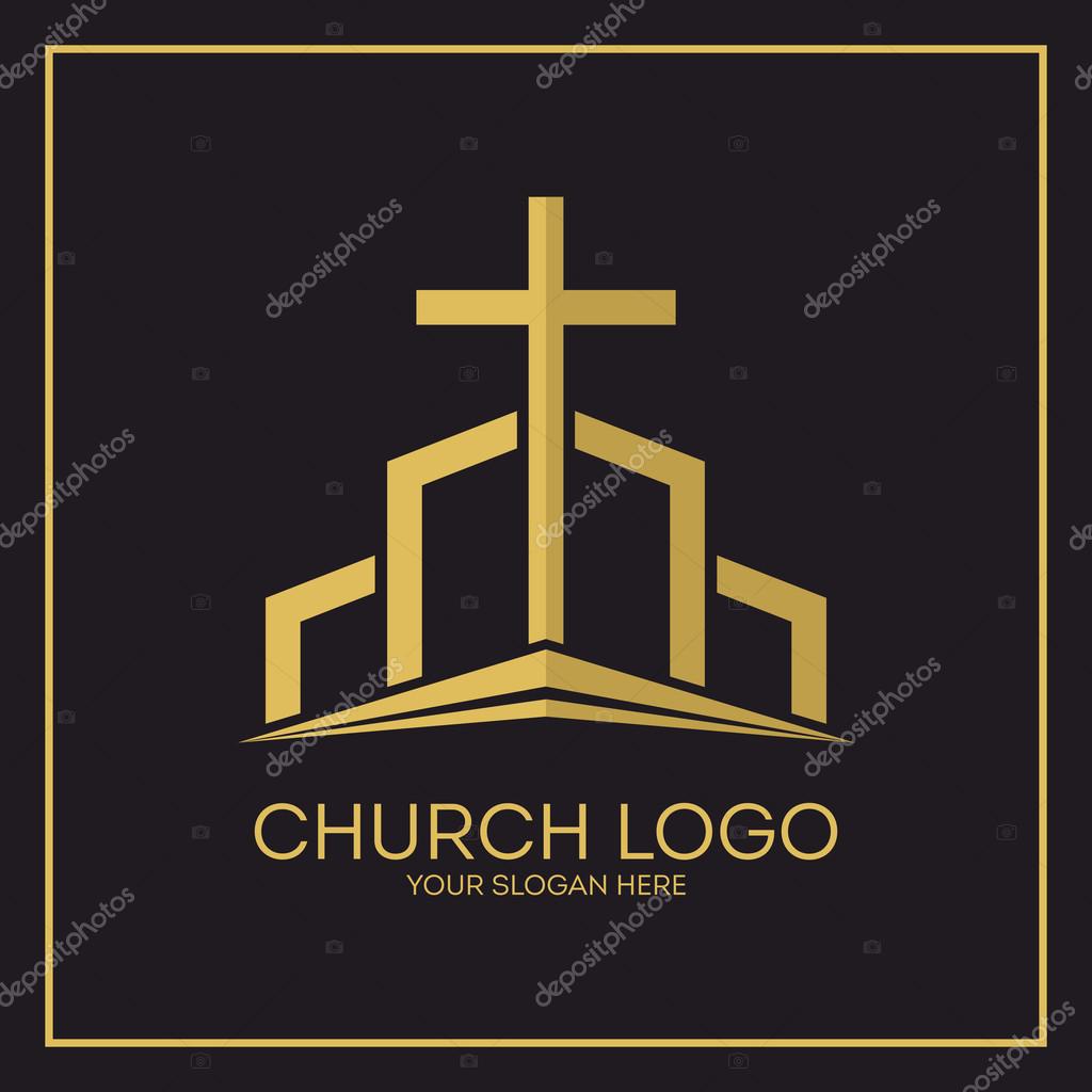 Church logo. Christian symbols. Jesus cross.