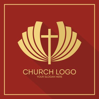 Kilise logosunu görmeniz gerekir. Hıristiyan sembolleri. Büyüklüğü ve İsa Mesih'in görkemi