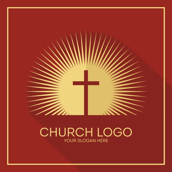 Logotipo da igreja. Símbolos cristãos. A grandeza e a glória de Jesus Cristo — Vetor de Stock