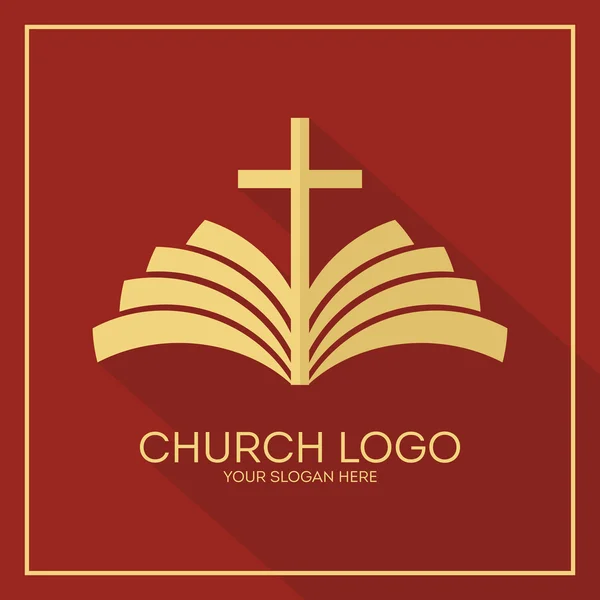 Kyrkan-logotypen. Kristna symboler. Storhet och ära Kristi Jesu — Stock vektor