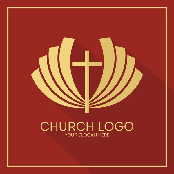 Logo gereja. Simbol Kristen. kebesaran dan kemuliaan Yesus Kristus - Stok Vektor