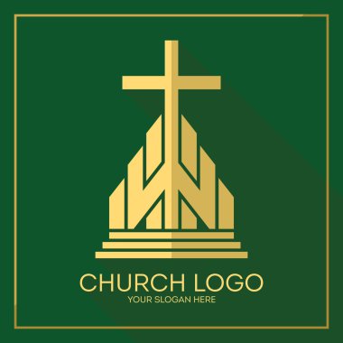 Kilise logosunu görmeniz gerekir. Hıristiyan sembolleri. Grafik vektör öğeleri arasında İsa'nın şık çapraz.