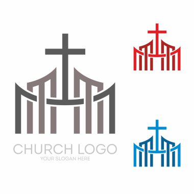 Kilise logosunu görmeniz gerekir. Hıristiyan sembolleri. Grafik vektör öğeleri arasında İsa'nın şık çapraz.