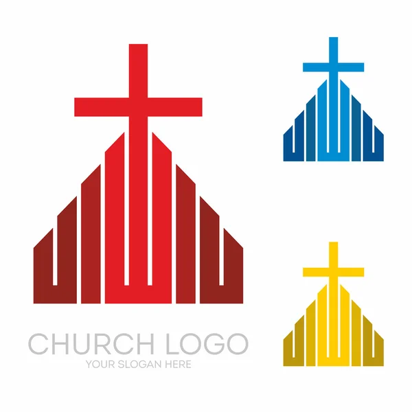 Logo Kościoła. Symboli chrześcijańskich. Stylowy Krzyż Jezusa Chrystusa wśród elementy graficzne wektorowe. — Wektor stockowy