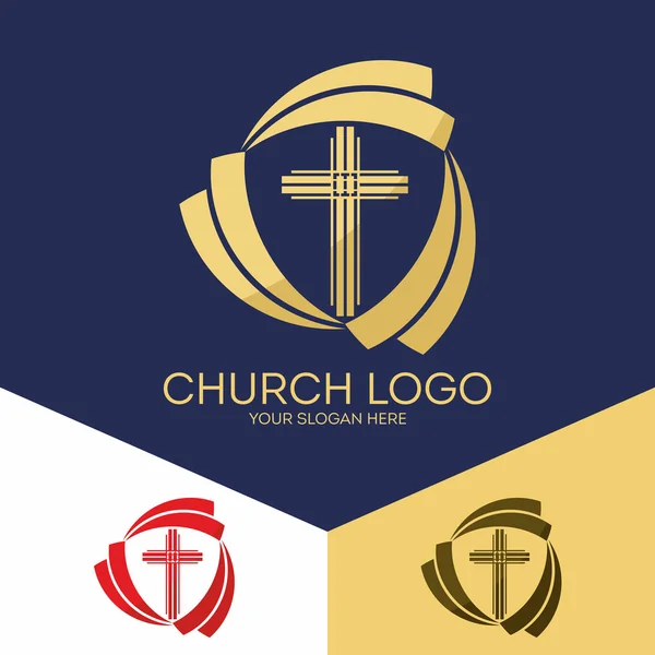 Logo de la iglesia. Símbolos cristianos. La Cruz de Jesucristo . — Vector de stock