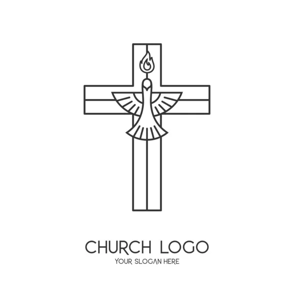 Logo Iglesia Símbolos Cristianos Cruz Jesucristo Símbolo Del Espíritu Santo — Archivo Imágenes Vectoriales