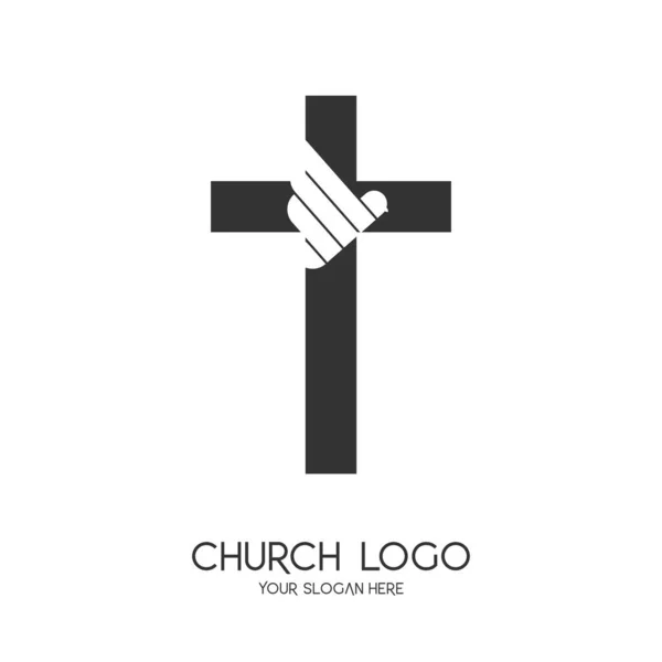 Logotipo Igreja Símbolos Cristãos Cruz Jesus Cristo Símbolo Espírito Santo — Vetor de Stock