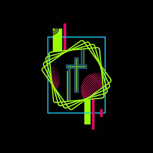 Ilustrasi Kristen Dengan Simbol Simbol Alkitab Dan Elemen Abstrak - Stok Vektor
