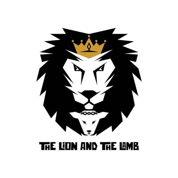 Biblische Illustration Christliche Kunst Der Löwe Und Das Lamm — Stockvektor