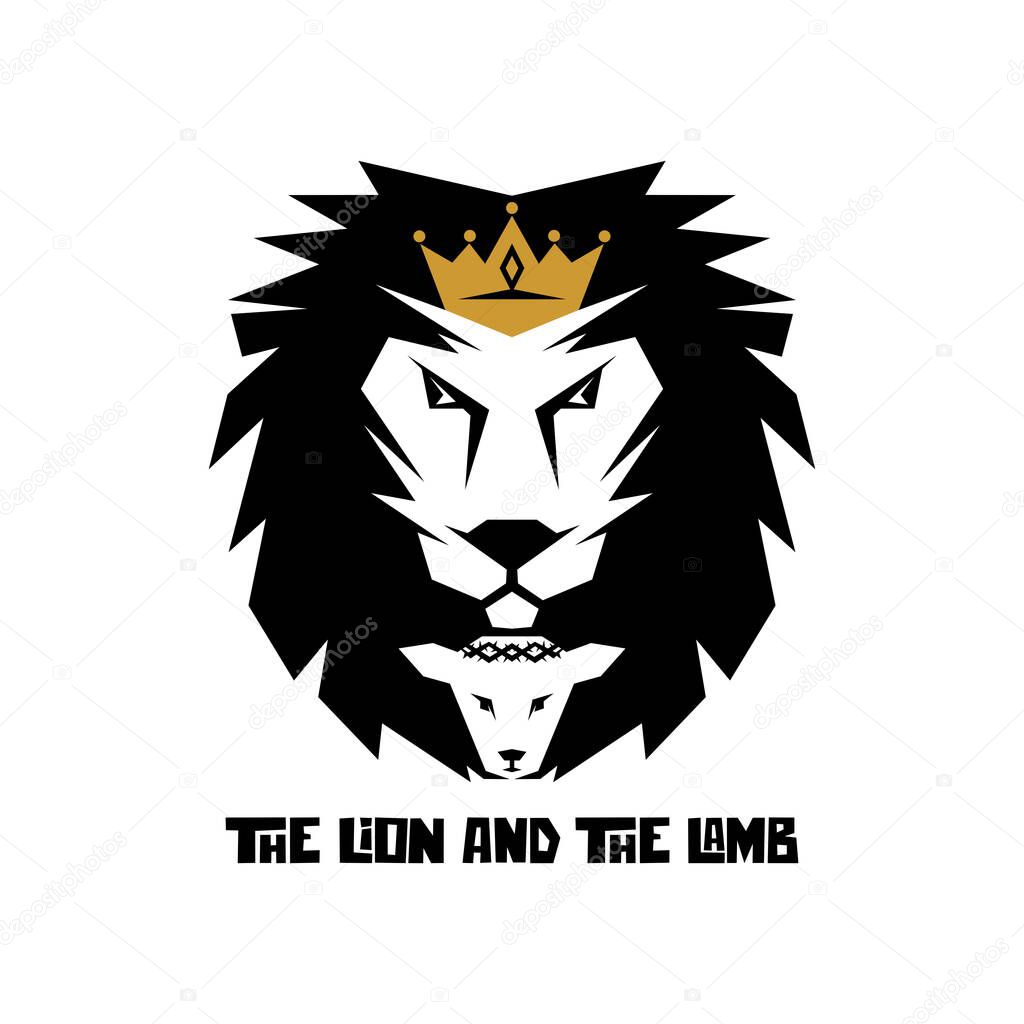 Biblical illustration. Christian art. The lion and the lamb.